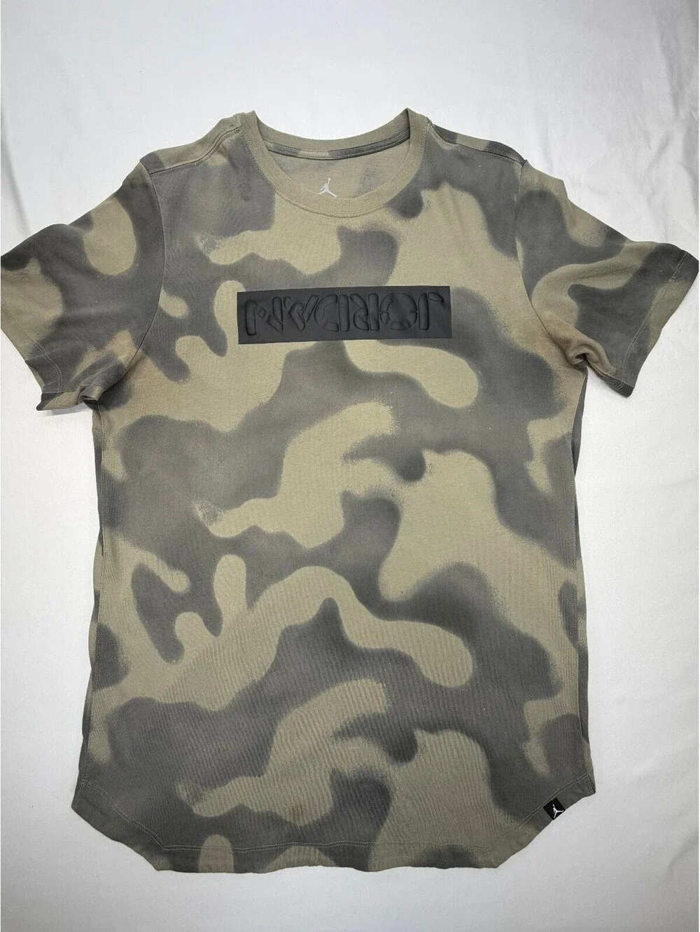 Jordan Men's T-Shirt Camouflage Short Sleeve Crew Neck Cotton Size Large Green